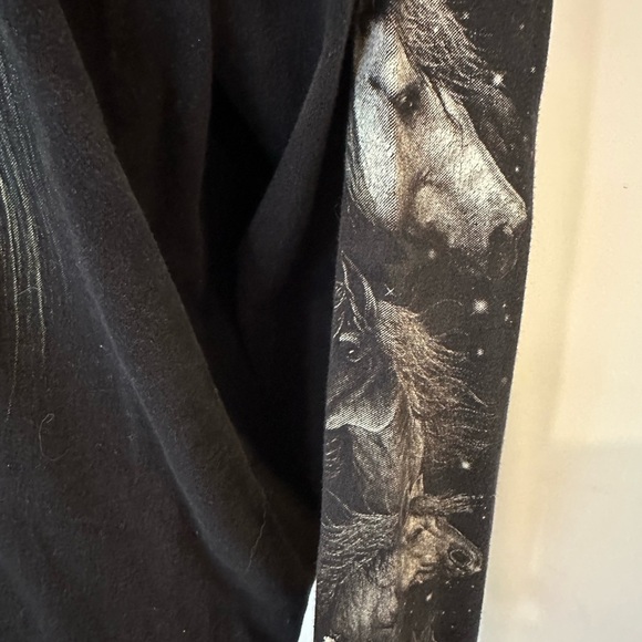SOLD Rock Eagle Long Sleeve Black Cotton T-shirt Unisex Horse Western SZ L - Picture 3 of 5